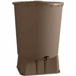 Récupérateur D'eau De Pluie Rond 500 L + Socle + Kit Raccord Chéneau - Taupe - BelliJardin - Taupe