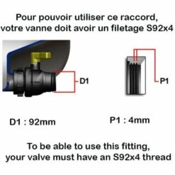 CPP Raccord Femelle S92x4 - Male Fileté S60x6 - S60x6 -Promos Récupération Magasin 1634238 2