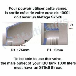 MULTITANKS Vanne Papillon 2 Pouces Avec écrou De 70mm Pour Cuve Ibc 1000 Litres - S60x6 -Promos Récupération Magasin 1634326 4