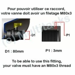 CPP Raccord Femelle M80x3 - Male S60x6 - S60x6 -Promos Récupération Magasin 1634795 2