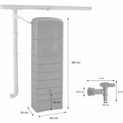 ALICE'S GARDEN Récupérateur D'eau Mural Chastang 300L Beige Avec Kit Raccord Chéneau Inclus -Promos Récupération Magasin 27237729 4