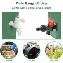 TODECO Récupérateur Eau De Pluie Pliable 225L, Collecteur Tonneau Eau De Pluie Gouttiere, Recuperateur Eau Avec Robinet, Filtre, Soupape De Décharge, 6X Tiges De Support, Couvercle, Cuve Eau Jardin - Vert -Promos Récupération Magasin 44748064 2
