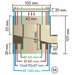 FIRST PLAST Récupérateur D'eau De Pluie PVC Pour Tubes Ø 63-80-100 Et Oval 92x57mm - Sable -Promos Récupération Magasin 506387 5