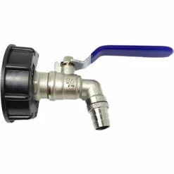 AOUGO Robinet De Réservoir 1000L, Robinet Pour Collecteur D'eau De Pluie IBC, Adaptateur De Réservoir, Adaptateur De Réservoir De Vidange, Robinet En Laiton En PP Filetage Grossier 60 Mm (bleu 3/4")