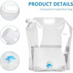 STARLIGHT SL.GT 2 Pièces Réservoir D'eau Sac D'eau Pliable PE Conteneur D'eau Sac De Stockage D'eau Pliant Poche D'eau,Grande Capacité Bidons Avec Robinet(5L+10L) -Promos Récupération Magasin 59206735 3