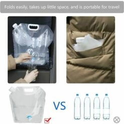 TRIOMPHE 2 Pièces Réservoir D'eau Sac D'eau Pliable PE Conteneur D'eau Sac De Stockage D'eau Pliant Poche D'eau 10L Grande Capacité Bidons Pour Eau Potable 5L Voiture Portable Sacs D'hydratation Avec Robinet（Transparent），T-Audace -Promos Récupération Magasin 59760669 5