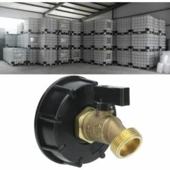 AOUGO Robinet De Réservoir IBC, Adaptateur De Réservoir Fourre-Tout IBC Connecteur De Tuyau De Vidange à Filetage Mâle G3/4 Pièce De Raccord D'outil De Vanne De Robinet De Tuyau En Laiton -Promos Récupération Magasin 60281812 5