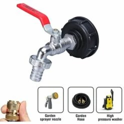 RHAFAYRE Robinet Cuve 1000L Recuperateur Eau De Pluie, Adaptateur Réservoir D'eau IBC 1/2' Double Pluie,Robinet En Matériau Alliage Fabriqué PP Filetage Gros 60 Mm -Promos Récupération Magasin 60499940 3