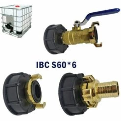 TOPHOMER 1x Robinet Raccord Rapide En Laiton + Plastique Diamètre D'entrée 60mmChromé, IBC S60X6 Style 3/4" Geka Raccord Adaptateur De Cuve Valve D'évacuation, Diamètre De Sortie 25mm -Promos Récupération Magasin 60936072 3