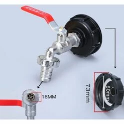 FLYME Robinet Cuve 1000L Recuperateur Eau De Pluie, Adaptateur Réservoir D'eau IBC 1/2' Double Pluie,Robinet En Matériau Alliage Fabriqué PP Filetage Gros 60 Mm -Promos Récupération Magasin 61127164 2