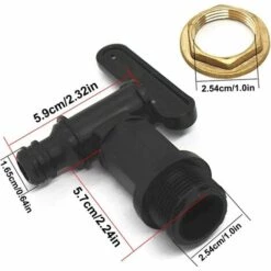 ABCRITAL Raccord Cuve Eau De Pluie Adaptateur Ibc Avec Robinet Ibc Adaptateur De Cuve Adaptateur Ibc De Réservoir En Plastique Adaptateur De Robinet Ibc Pour Réservoir De Stockage D'Eau De Pluie Noir 25,4 Mm -Promos Récupération Magasin 61174601 3