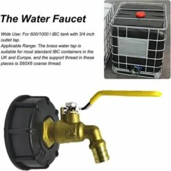 SINCèREETALI Pour IBC Adaptateur De Cuve Robinet Sortie Raccord Vanne Robinet Raccords De Tuyau D'arrosag Convient Aux Réservoirs De Stockage Pour IBC De 600/1000 L Avec Sortie D'eau De 3/4 Pouce. -Promos Récupération Magasin 63819113 5