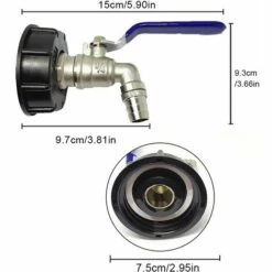 SINCèREETALI Robinet De Réservoir 1000L, Robinet Pour Collecteur D'eau De Pluie IBC, Adaptateur De Réservoir, Adaptateur De Réservoir De Vidange, Robinet En Laiton En PP Filetage Grossier 60 Mm (bleu 3/4") -Promos Récupération Magasin 63821506 2