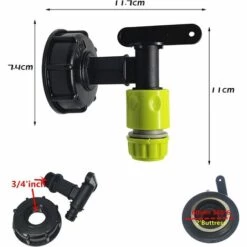 AOUGO Robinet Cuve 1000l Plastique Avce Raccord Tuyau D'arrosage, Adaptateur De Robinet De Réservoir IBC, Connecteur à Filetage 3/4 Pouces Pour Recuperateur Eau De Pluie, Réservoir De Carburant (A) -Promos Récupération Magasin 63966835 3