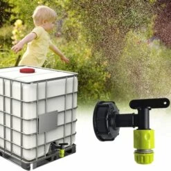 AOUGO Robinet Cuve 1000l Plastique Avce Raccord Tuyau D'arrosage, Adaptateur De Robinet De Réservoir IBC, Connecteur à Filetage 3/4 Pouces Pour Recuperateur Eau De Pluie, Réservoir De Carburant (A) -Promos Récupération Magasin 63966835 4