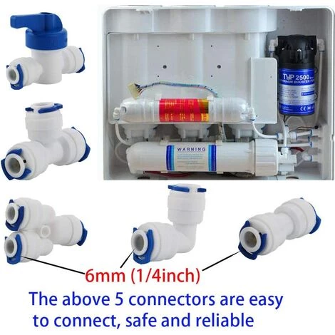 AOUGO 12 Pcs Accessoires De Filtre à Eau RO | Raccord De Buse 1/4 Pouces | 90 Degree Right Angle Fast Docking | Pour Raccorder Les Raccords De Tuyauterie D'eau, Tuyau De Réfrigérateur 7 AOUGO 12 Pcs Accessoires De Filtre à Eau RO | Raccord De Buse 1/4 Pouces | 90 Degree Right Angle Fast Docking | Pour Raccorder Les Raccords De Tuyauterie D'eau, Tuyau De Réfrigérateur – Image 5