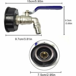 QERSTA Raccord Robinet En Laiton Chromé Pour Cuve IIBC 3/4" Double Robinet, PP Filetage Gros 60 Mm0L, 2PCS -Promos Récupération Magasin 64096745 2