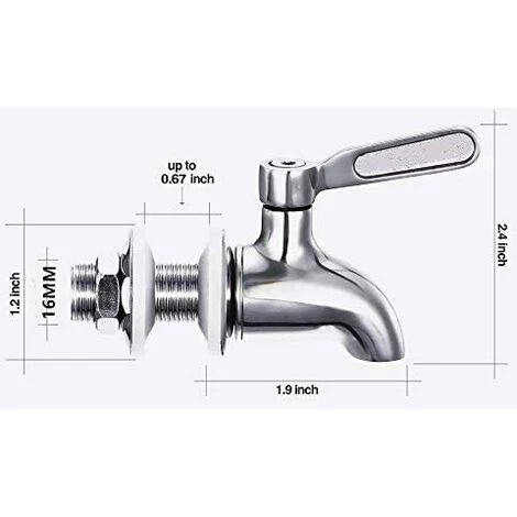 WAVE Remplacement De Robinet De Distributeur De Boissons,Robinet De Tonneau Du Vin Et De La Bière Ou De Boisson En Acier Inoxydable, Inusable,16mm Robinet De Rechange Pour Distributeur 5 WAVE Remplacement De Robinet De Distributeur De Boissons,Robinet De Tonneau Du Vin Et De La Bière Ou De Boisson En Acier Inoxydable, Inusable,16mm Robinet De Rechange Pour Distributeur – Image 3