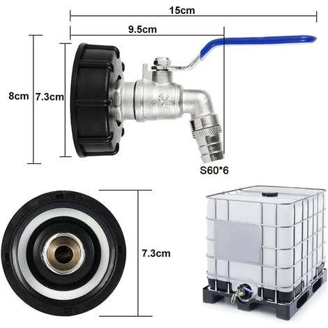 Devenirriche Adaptateur De Réservoir De Vidange IBC S60x6 Vanne Robinet 3/4'' Adaptateur De Robinet De Réservoir IBC Adaptateur De Cuve Adaptateur De Réservoir D'eau Robinet à Boisseau Sphérique 4 Devenirriche Adaptateur De Réservoir De Vidange IBC S60x6 Vanne Robinet 3/4'' Adaptateur De Robinet De Réservoir IBC Adaptateur De Cuve Adaptateur De Réservoir D'eau Robinet à Boisseau Sphérique – Image 2