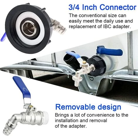 Devenirriche Adaptateur De Réservoir De Vidange IBC S60x6 Vanne Robinet 3/4'' Adaptateur De Robinet De Réservoir IBC Adaptateur De Cuve Adaptateur De Réservoir D'eau Robinet à Boisseau Sphérique 5 Devenirriche Adaptateur De Réservoir De Vidange IBC S60x6 Vanne Robinet 3/4'' Adaptateur De Robinet De Réservoir IBC Adaptateur De Cuve Adaptateur De Réservoir D'eau Robinet à Boisseau Sphérique – Image 3