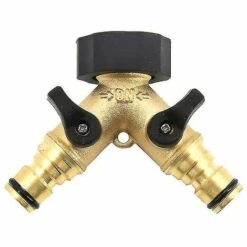 BAICCCF Robinet De Cuve De Récupération D'eau Connecteur En Y Pour Tuyau D'arrivée D'eau (2 Voies Pour Tuyau D'arrivée, Laiton 26,9 Mm (3/4"), Collecteur En Y