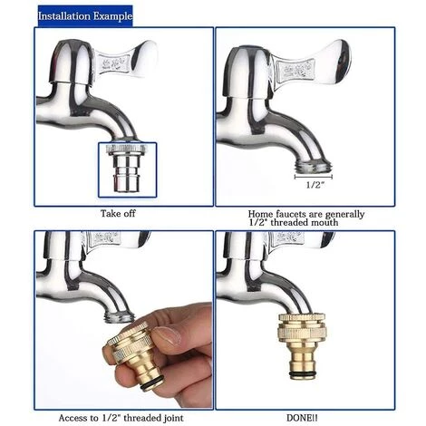 BAICCCF Autres Accessoires De Robinetterie Connecteur De Robinet De Jardin En Laiton 2 Pièces, Accessoires De Connecteur De Tuyau D'arrosage Connecteur De Tuyau D'eau De 3/4 Pouces, Adapté Au Robinet De Tuyau D'arrosage, La 7 BAICCCF Autres Accessoires De Robinetterie Connecteur De Robinet De Jardin En Laiton 2 Pièces, Accessoires De Connecteur De Tuyau D'arrosage Connecteur De Tuyau D'eau De 3/4 Pouces, Adapté Au Robinet De Tuyau D'arrosage, La – Image 5