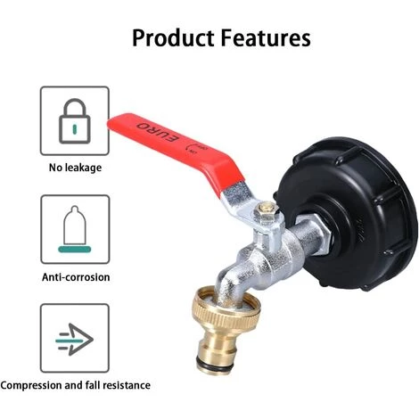 MINKUROW Adaptateur De Réservoir(robinet En Alliage Et Bec En Laiton) Pour IBC Connecteur à Filetage 1/2", Robinet Cuve 1000L Robinet Recuperateur Eau De Pluie, Robinet Sortie Raccord Vanne Robinet Raccords De Tuyau D'arrosage 5 MINKUROW Adaptateur De Réservoir(robinet En Alliage Et Bec En Laiton) Pour IBC Connecteur à Filetage 1/2", Robinet Cuve 1000L Robinet Recuperateur Eau De Pluie, Robinet Sortie Raccord Vanne Robinet Raccords De Tuyau D'arrosage – Image 3