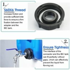LLOVE Adaptateur De Réservoir De Vidange IBC S60x6 Vanne Robinet 3/4'' Adaptateur De Robinet De Réservoir IBC Adaptateur De Cuve Adaptateur De Réservoir D'eau Robinet à Boisseau Sphérique -Promos Récupération Magasin 64870275 4