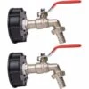 LLOVE Robinet Cuve 1000L Robinet Recuperateur Eau De Pluie, Adaptateur De Réservoir D'eau IBC 1/2" Double Robinet Recuperateur Eau De Pluie,Robinet En Laiton Fabriqué En PP Filetage Gros 60 Mm (2pcs)