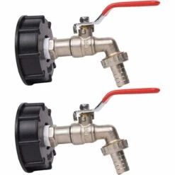 LLOVE Robinet Cuve 1000L Robinet Recuperateur Eau De Pluie, Adaptateur De Réservoir D'eau IBC 1/2" Double Robinet Recuperateur Eau De Pluie,Robinet En Laiton Fabriqué En PP Filetage Gros 60 Mm (2pcs)