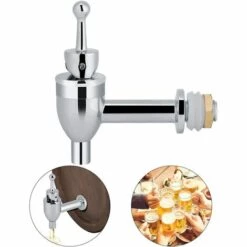 LLOVE Robinet De Bière En Cuivre Distributeur De Boissons Pour Camping Pique-Nique En Acier Inoxydable Remplacement Pour Bar à Vin De De Boisson Spigot (Chrome 12mm)