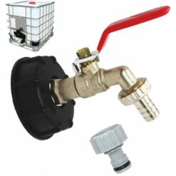 CESIèCLEFOU Robinet Cuve S60X6 IBC Raccord Robinet Avec Raccord De Tuyau 1/2" , Adaptateur De Réservoir De Vidange, Pour Robinet De Jardin, Pour D'adaptateur De Cuve (1 Pièce)Lefou