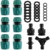 BAICCCF Robinet De Cuve De Récupération D'eau Connecteurs Rapides En Plastique Pour Tuyau D'arrosage, Lot De 10 (6 Connecteurs Rapides De Tuyau, 1 Connecteur Double, 2 Adaptateurs De Robinet Filetés, 1 Séparateur En Y), 6 Rondelles De Tuyau -Promos Récupération Magasin 66995116 1