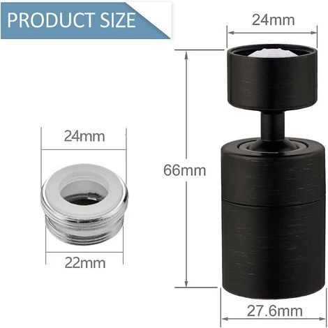 BAICCCF Robinet De Cuve De Récupération D'eau Aérateur De Robinet, Pivotant à 360 Degrés-2 Modes De Filtre De Robinet De Cuisine Réglable Pour Cuisine Salle De Bain, Avec Adaptateur 24 Mm Filetage Externe-22 Mm Interne 4 BAICCCF Robinet De Cuve De Récupération D'eau Aérateur De Robinet, Pivotant à 360 Degrés-2 Modes De Filtre De Robinet De Cuisine Réglable Pour Cuisine Salle De Bain, Avec Adaptateur 24 Mm Filetage Externe-22 Mm Interne – Image 2