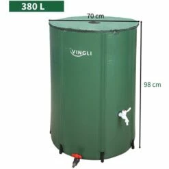 GROSMONDE 380L Récupérateur D'eau De Pluie Pliable Vert -Promos Récupération Magasin 67386747 2